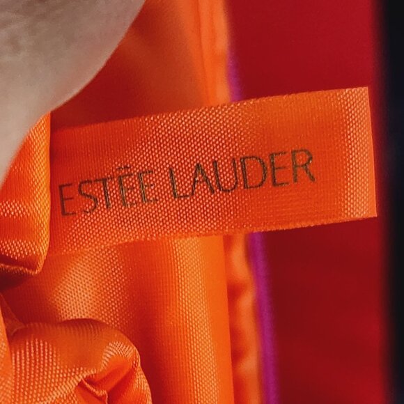 Estee Lauder Vintage Blue Orange Lilac Poly Trimmed in Polyurethane Makeup Bag - Picture 10 of 16